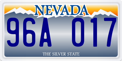 NV license plate 96A017