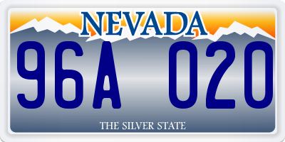 NV license plate 96A020