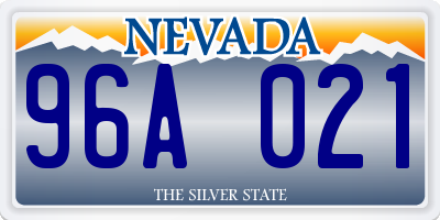 NV license plate 96A021