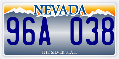 NV license plate 96A038