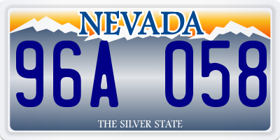 NV license plate 96A058