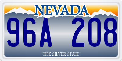 NV license plate 96A208