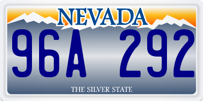 NV license plate 96A292