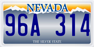 NV license plate 96A314
