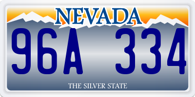 NV license plate 96A334
