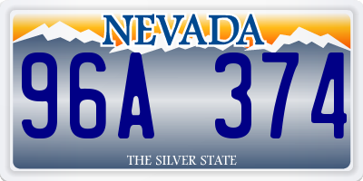 NV license plate 96A374