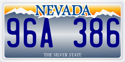 NV license plate 96A386