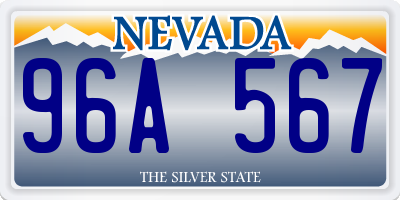 NV license plate 96A567