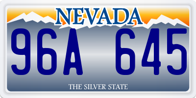NV license plate 96A645