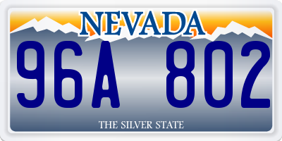 NV license plate 96A802