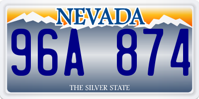 NV license plate 96A874
