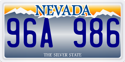 NV license plate 96A986