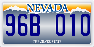 NV license plate 96B010