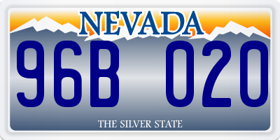 NV license plate 96B020