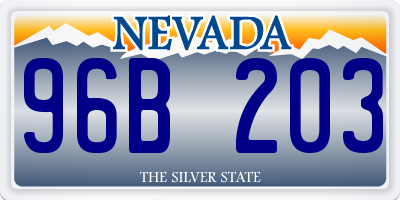 NV license plate 96B203