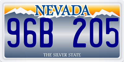 NV license plate 96B205