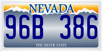 NV license plate 96B386