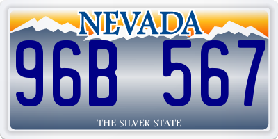 NV license plate 96B567