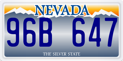 NV license plate 96B647