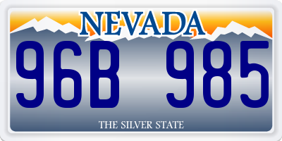 NV license plate 96B985