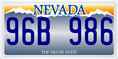 NV license plate 96B986