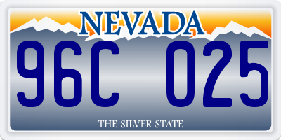 NV license plate 96C025