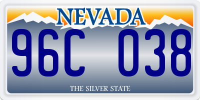 NV license plate 96C038