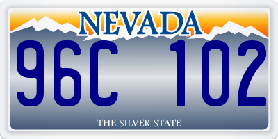 NV license plate 96C102