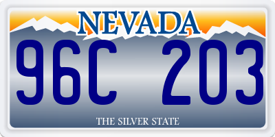 NV license plate 96C203