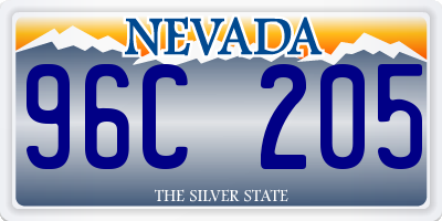 NV license plate 96C205