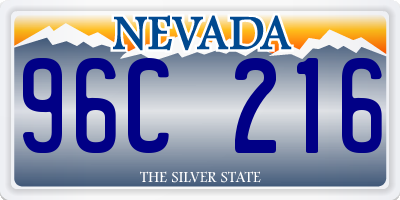 NV license plate 96C216