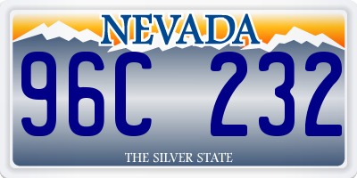 NV license plate 96C232