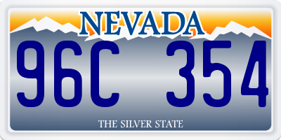 NV license plate 96C354