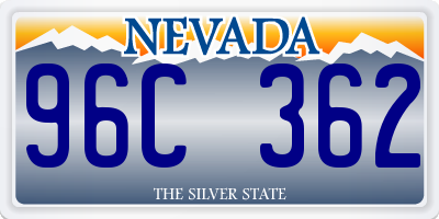 NV license plate 96C362