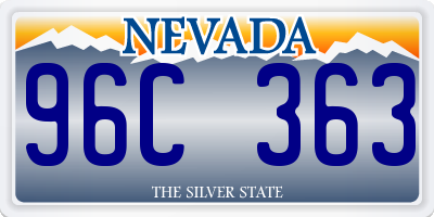 NV license plate 96C363