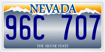 NV license plate 96C707