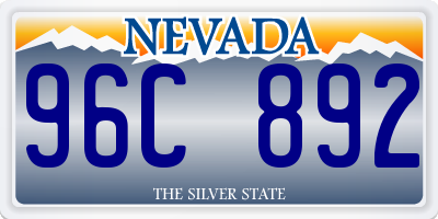 NV license plate 96C892