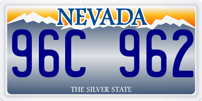 NV license plate 96C962