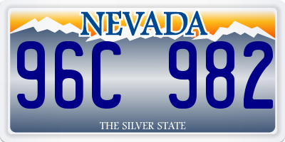 NV license plate 96C982