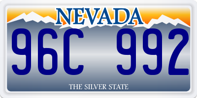 NV license plate 96C992