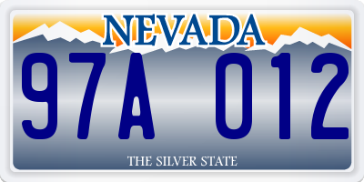 NV license plate 97A012