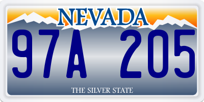NV license plate 97A205
