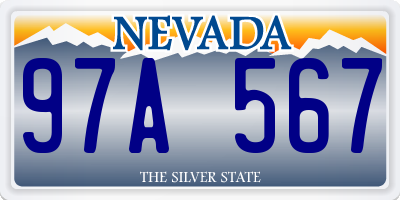 NV license plate 97A567