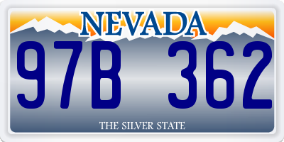 NV license plate 97B362