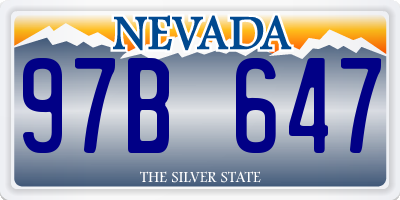 NV license plate 97B647