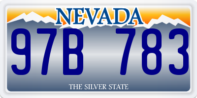 NV license plate 97B783