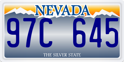 NV license plate 97C645