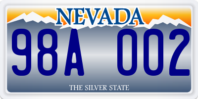 NV license plate 98A002