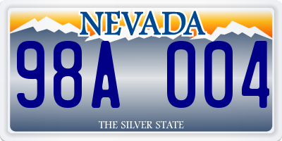 NV license plate 98A004