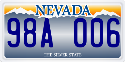 NV license plate 98A006